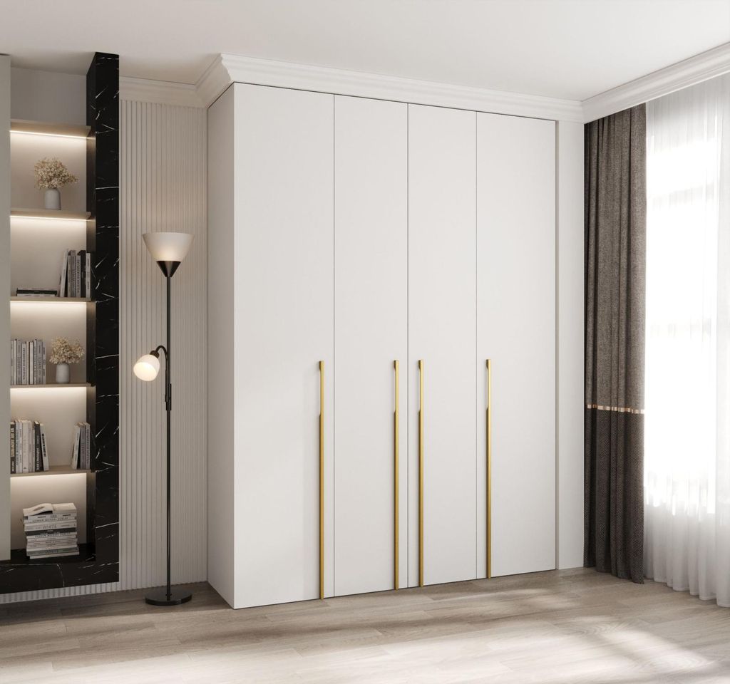 Kleiderschrank mit Regalböden 180/40 LORENA 3 - weiß/gold