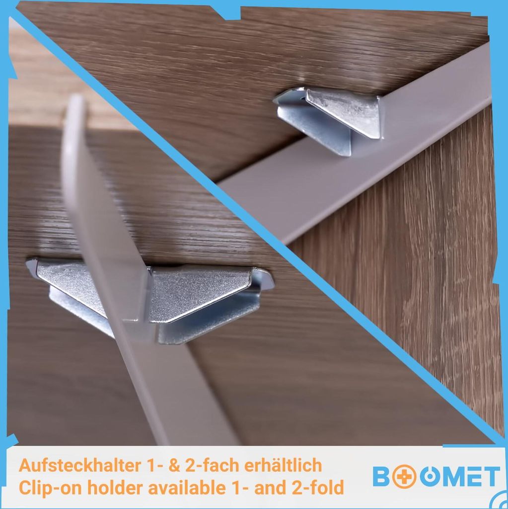 BOOMET 2-reihige Wandschienen 150 Cm (10 Stück) – Regalschienen Für Regalträger, Weiß/anthrazit