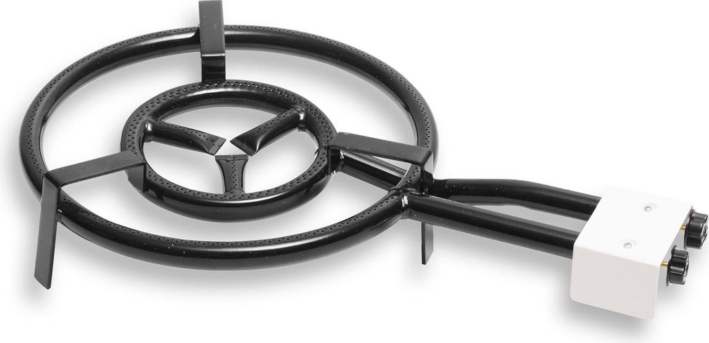 Briebe MOD500 Paella-Doppel Ring Gasbrenner 50-30cm Geeignet für Paella-Pfanne 42 bis 70 cm Ø Schwarz