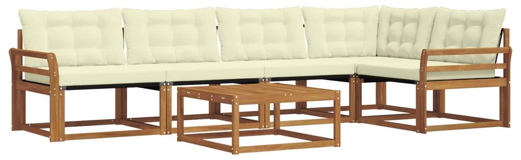 vidaXL Outdoor-Sofagarnitur mit Kissen 6 pcs Natur und Creme