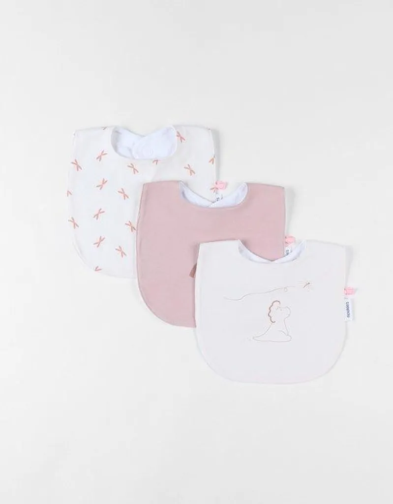 Lot de 3 maillots de bain en jersey rose poudré et écru pour bébé fille