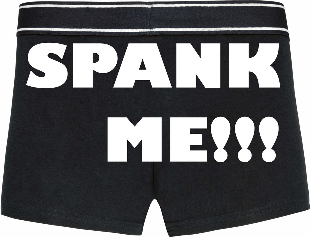 Boxershorts - Mann - Boxer-0016-man-black-h-M - schwarz - M - hinten - SPANK ME!!! - lustiges Motiv - Spruch - Unterwäsche - Unterhose - Freizeit ...