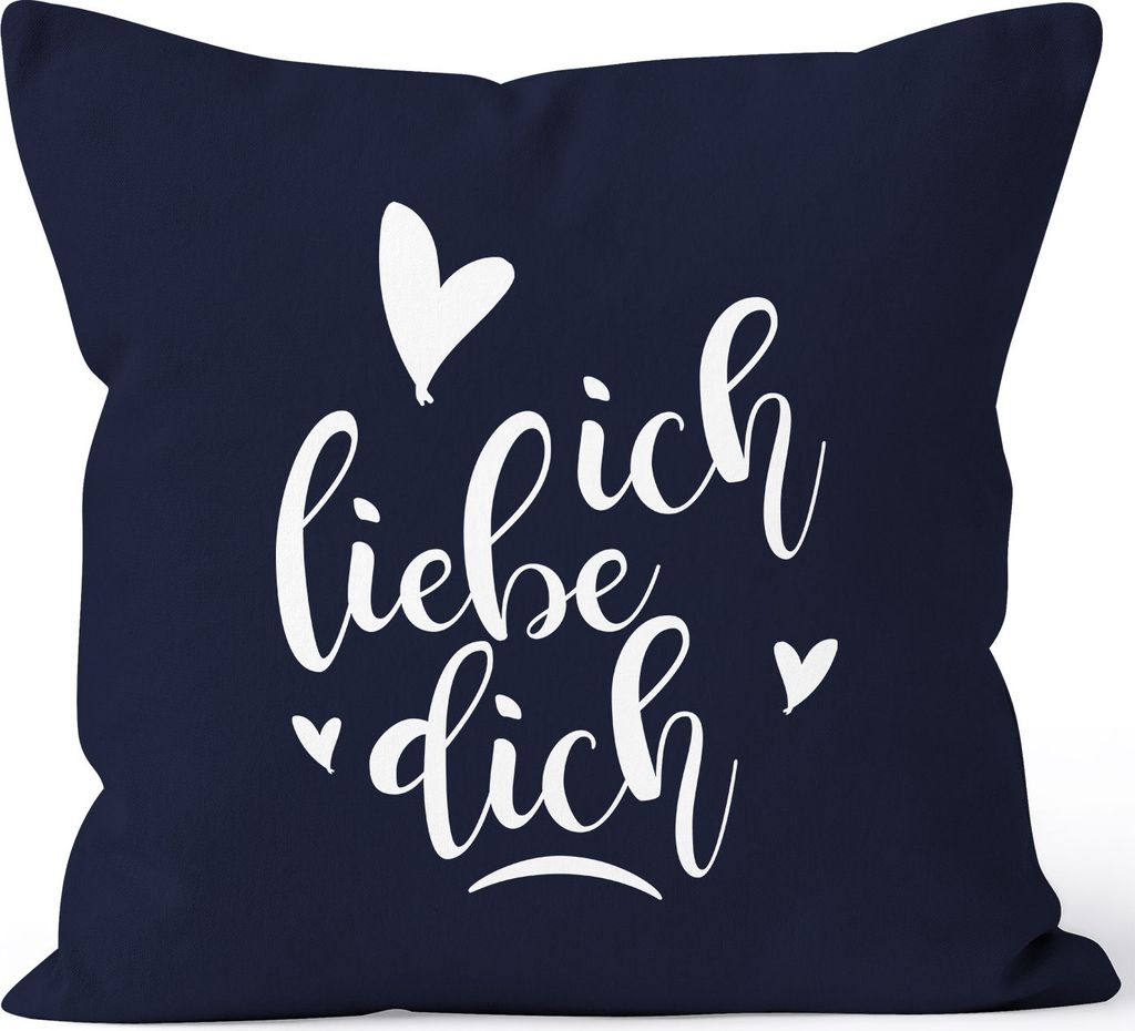 Kissenbezug Ich liebe Dich I love You Liebe Love Geschenk Frau Freundin Mann Freund Zuneigung Kissen-Hülle Deko-Kissen Baumwolle MoonWorks navy ...