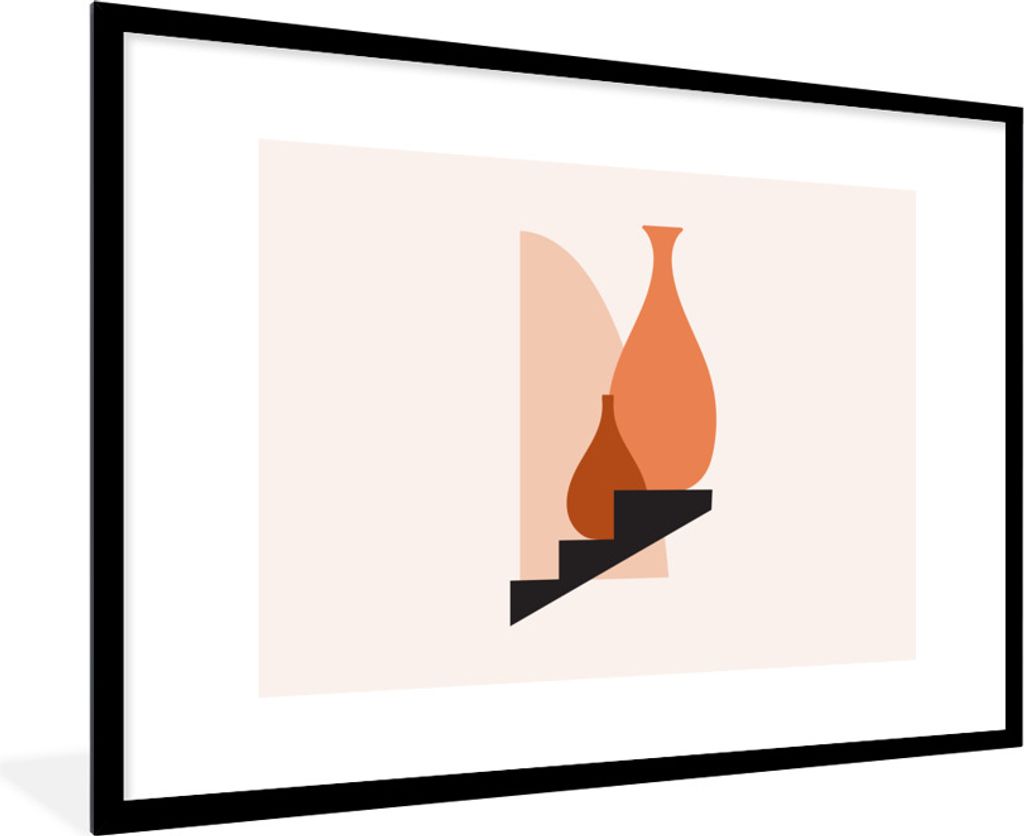 MuchoWow Gerahmtes Poster Vase - Abstrakt - Treppe 90x60 cm - Poster mit Schwarzem Bilderrahmen Wandposter Rahmen Foto Bilder - Wanddekoration - ...