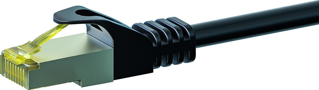 RJ45 Netzwerkkabel S/FTP (PiMF), mit CAT 7 Rohkabel, Schwarz, 0,50m
