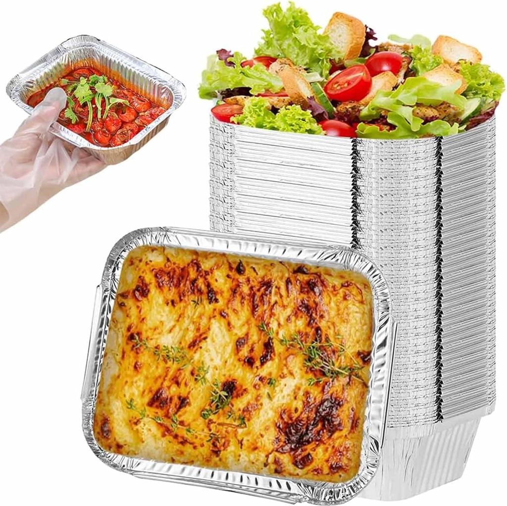 Zbssny Aluminium Grillschalen Set, 125 Stück, 600ml, 17x13x5cm, für Grillen, Backen, Kochen