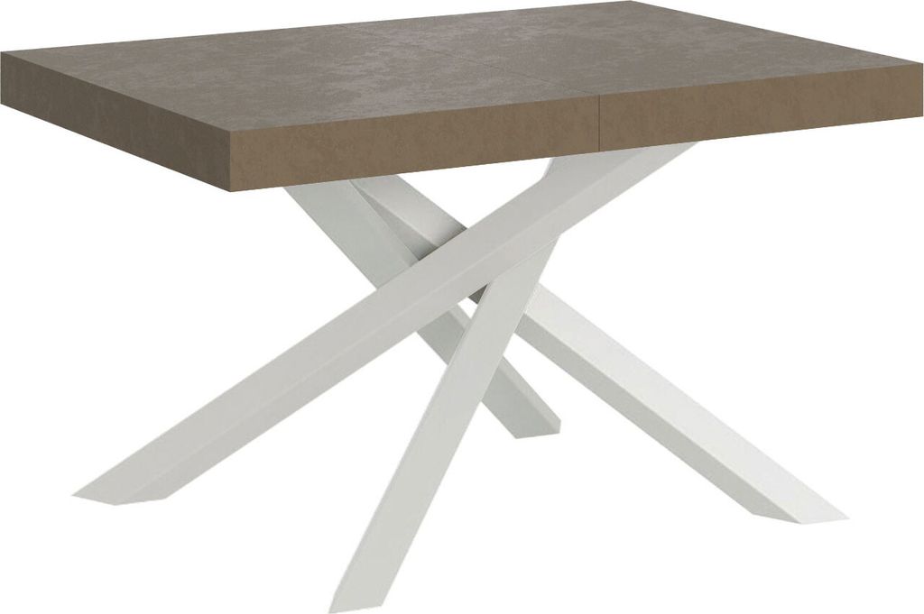 Ausziehbarer Tisch 90x120/380 cm Volantis taubengrauer weißer Rahmen