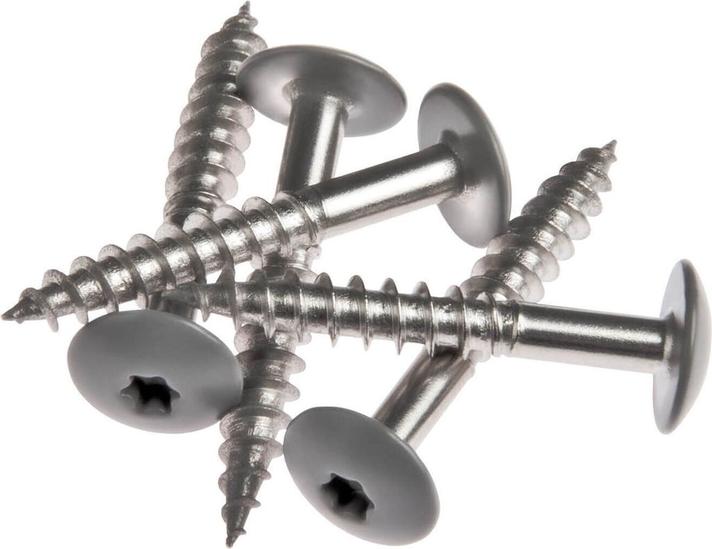 HPL- Schrauben, Fassadenschraube, Edelstahlschraube mit Kopflackierung | VIELE FARBEN | Faserzement, Holzpaneele, Alu Verbund (Mid Grey (A21.5.1), ...