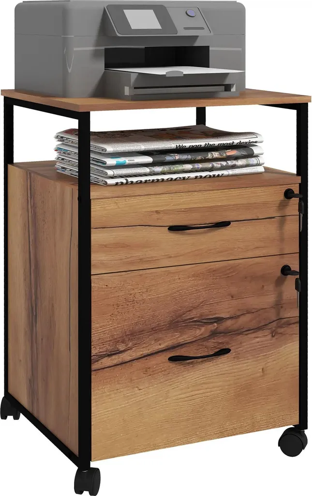 Caisson de bureau verrouillable à roulettes style industriel vintage