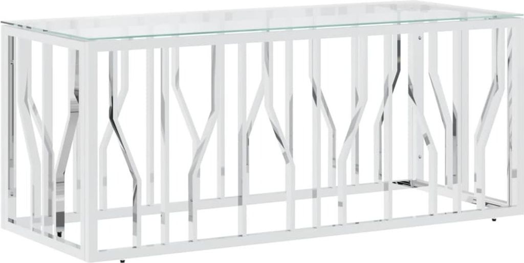 konferenčný stolík vidaXL 110x45x45 cm Nerezová oceľ a sklo Obrázok produktu 