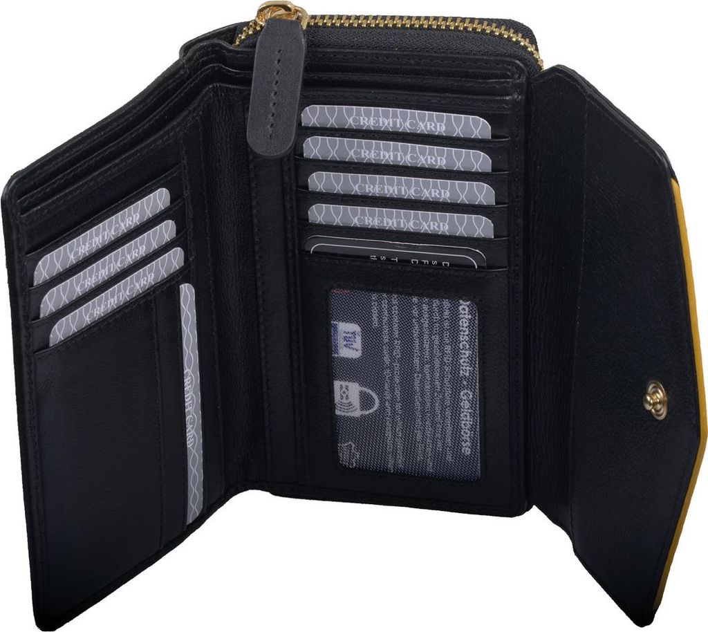 Leder Damenbörse, schwarz