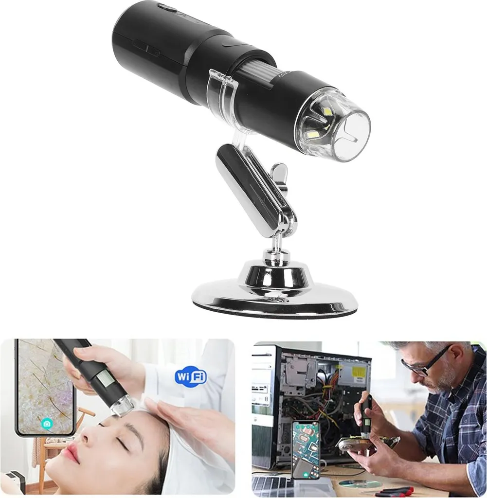 Microscope numérique USB 1000x WiFi - Résolution 480P et support rotatif