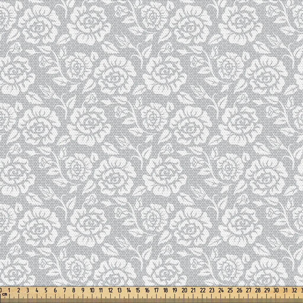 Tissu décoration floral gris résistant et facile à coudre 148x300 cm