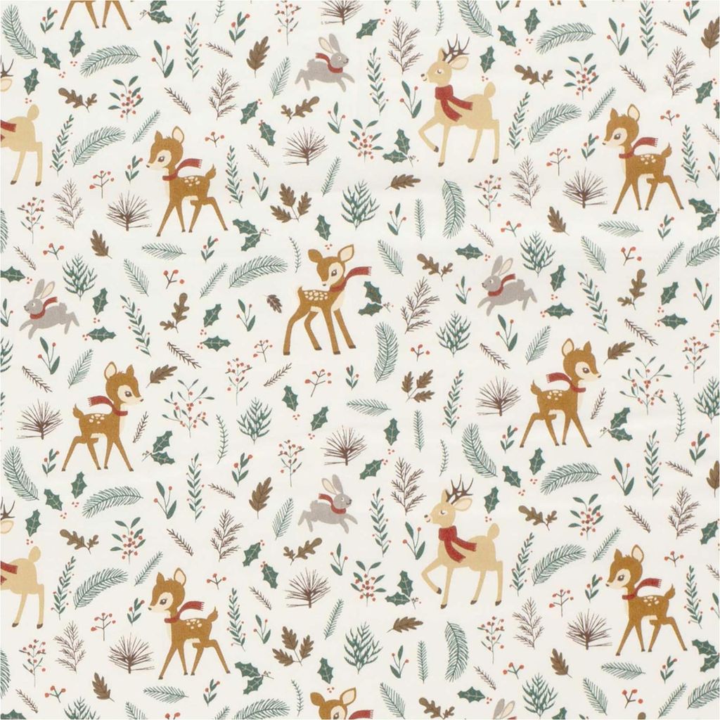 Weihnachtsstoff Dekostoff Baumwolle Tiere im Winterwald ab 1x1,45m 100