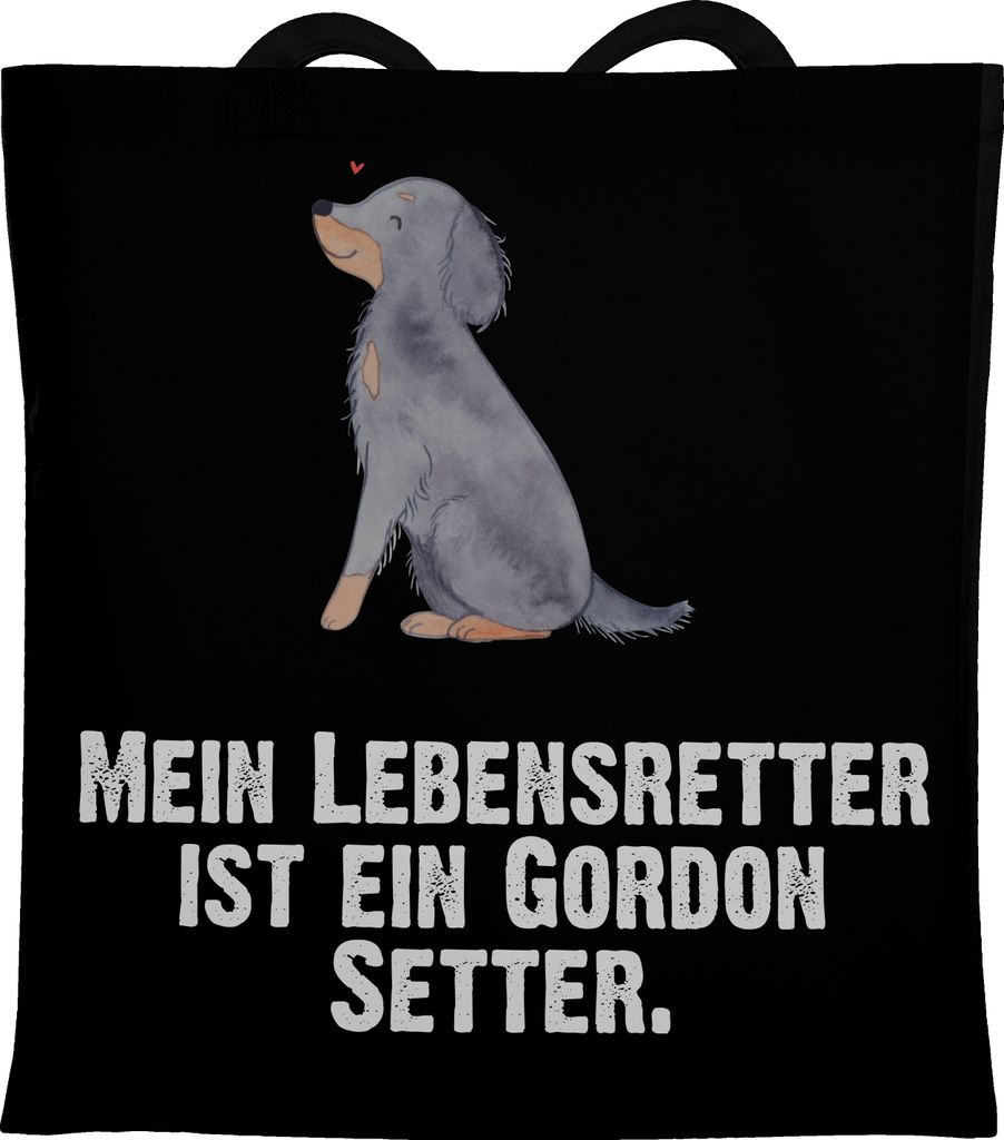 Mr. & Mrs. Panda Jutebeutel Gordon Setter Lebensretter - Schwarz - Geschenk, schulterbeutel, Tote Bag, Einkaufstüte, Schultasche, Jagdhund, Shette...