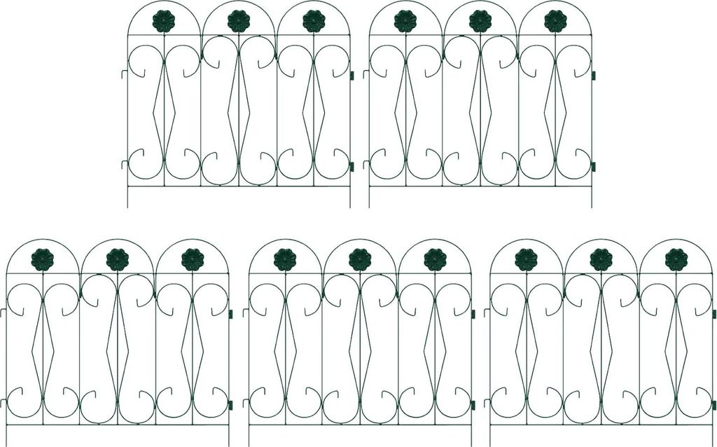 vidaXL Gartenzaun 5 pcs Grün Stahl