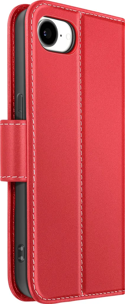 Custodia Avizar iPhone 16e Rosso Pelle Premium: Stand e Protezione Totale