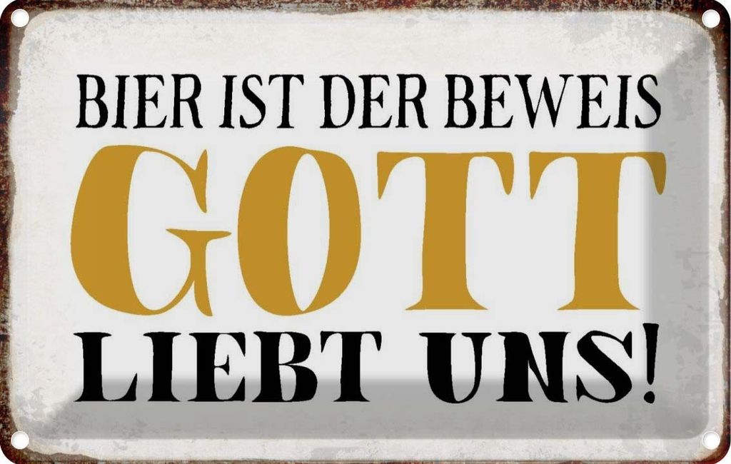 vianmo Blechschild 20x30 cm Bier ist Beweis Gott liebt uns Spruch Zitat