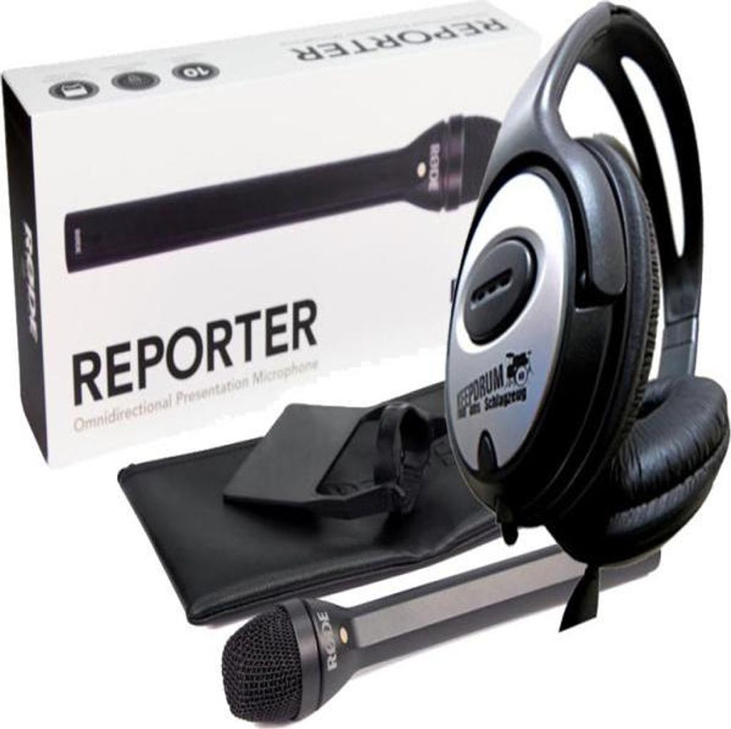 Rode Reporter Mikrofon mit Kopfhörer