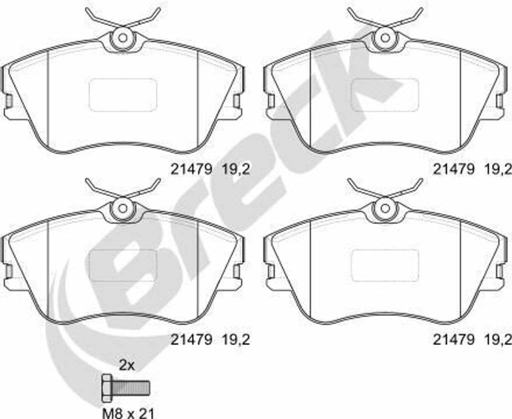 BRECK Bremsbeläge Satz Vorne Bremsklötze für VW Transporter IV Bus (70B, 70C, 7DB, 7DK, 70J, 70K, 7DC, 7DJ) 21479 00 703 00