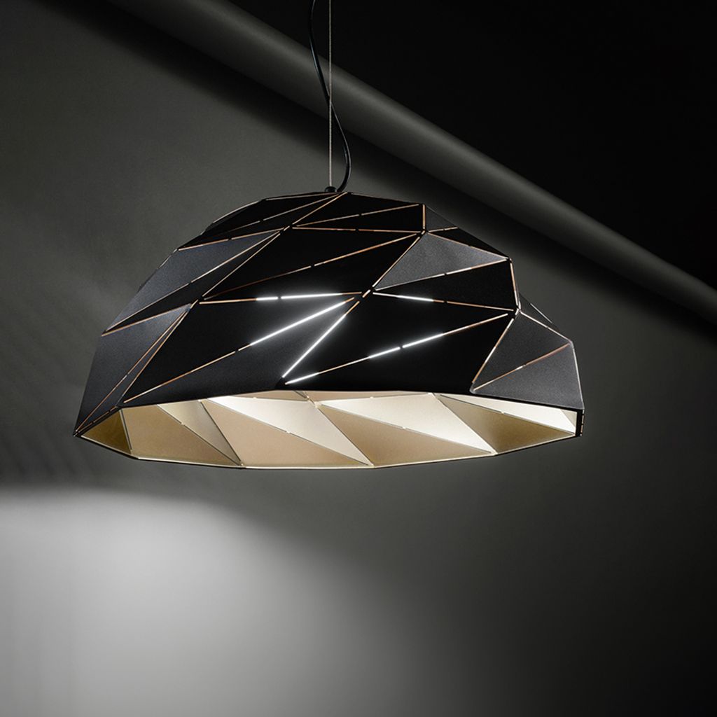 Dreiflammige E27-Metall-Pendelleuchte, Schwarz und Gold, modernes Design mit verstellbarer Höhe, Durchmesser 56 cm, 10S46624 NOR - Perenz