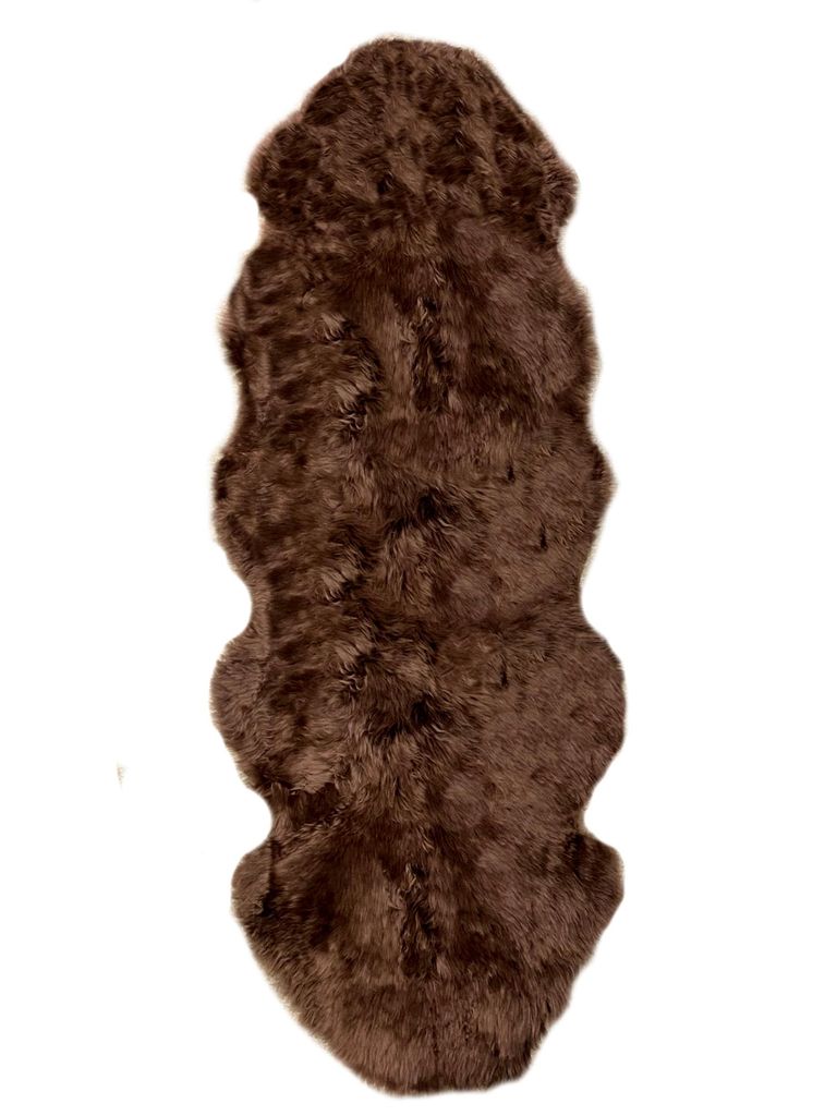 walexo Echtes Lammfell Teppich Läufer – Weiches Naturfell, , Sofaüberwurf, Bettvorleger, Wohnaccessoire, Braun 190 cm