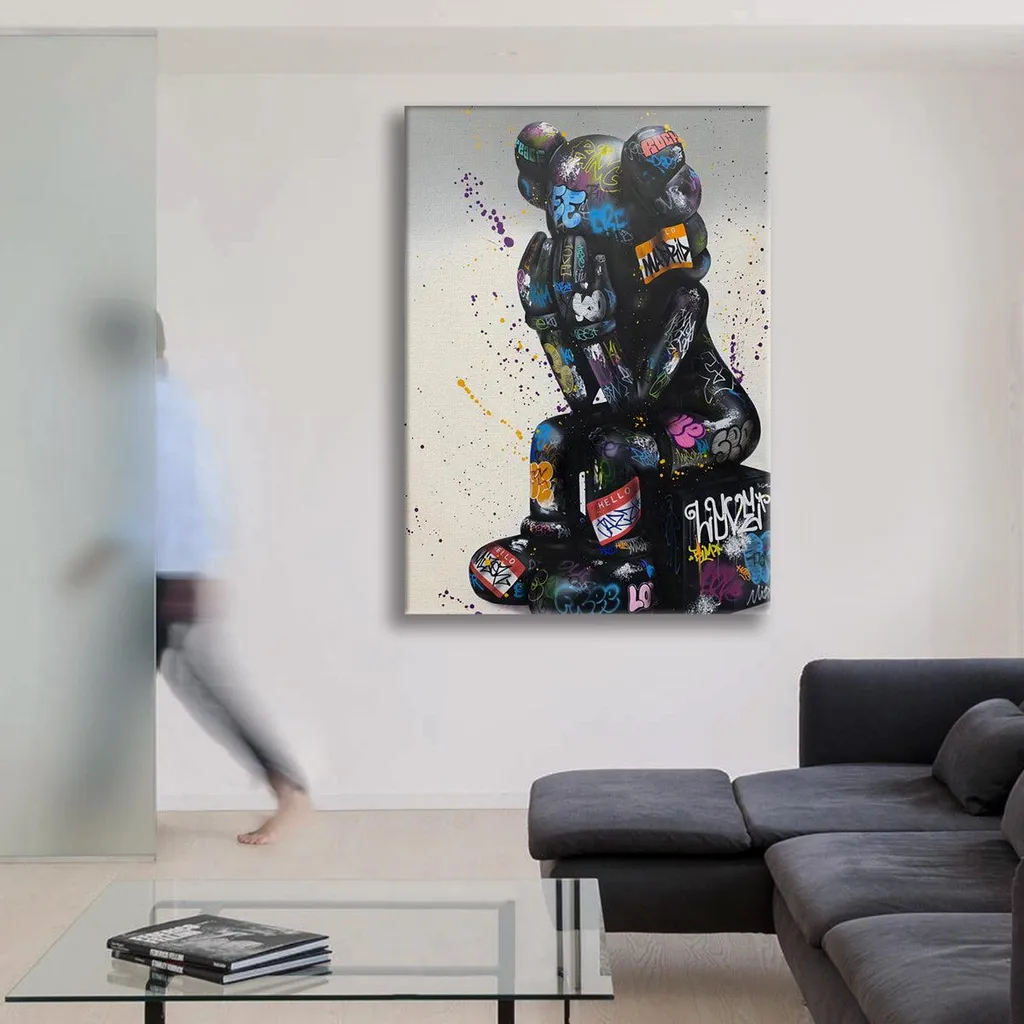 Orsetta Quadro Canvas Contemporaneo 70x100 cm su Telaio in Legno