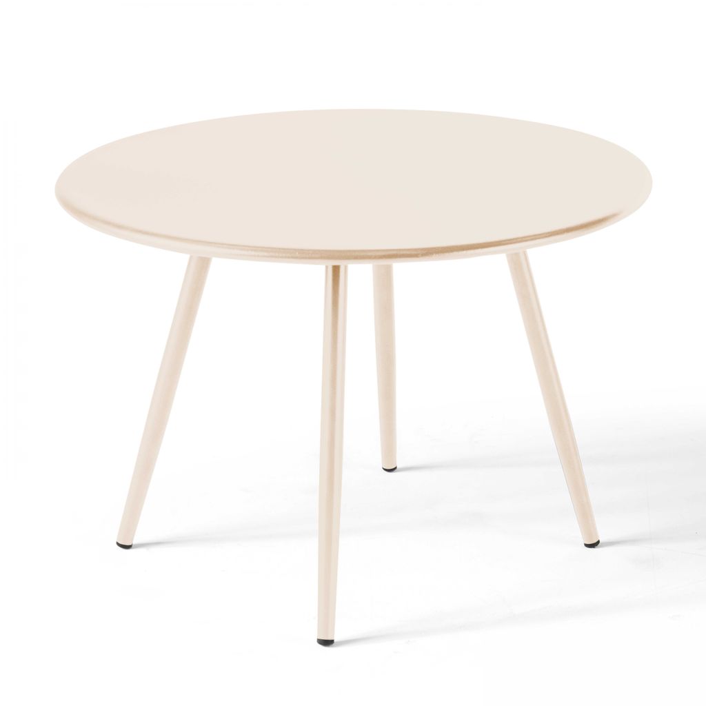Runder Beistelltisch aus elfenbeinfarbenem Metall 50 cm - Oviala Palavas