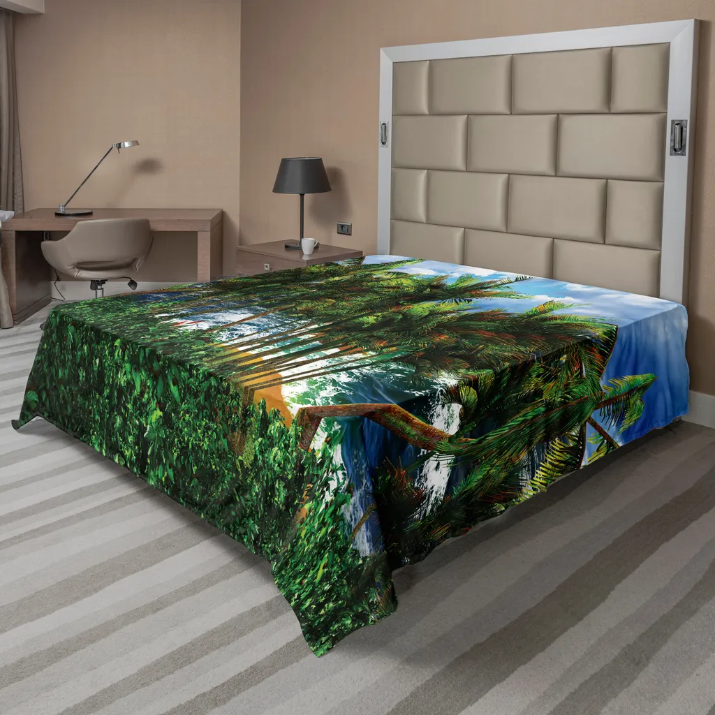 Drap plat doux thème île d'Hawaï avec impression numérique soleil