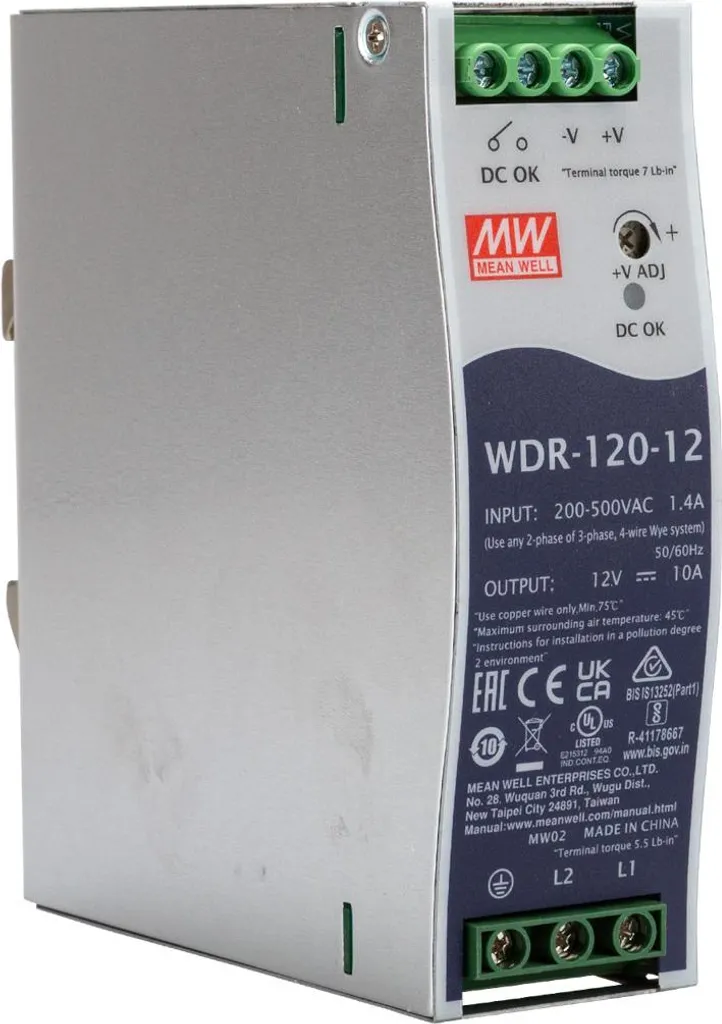 Convertisseur Rail DIN 12V 120W WDR-120-12 pour Automatisme et Contrôle