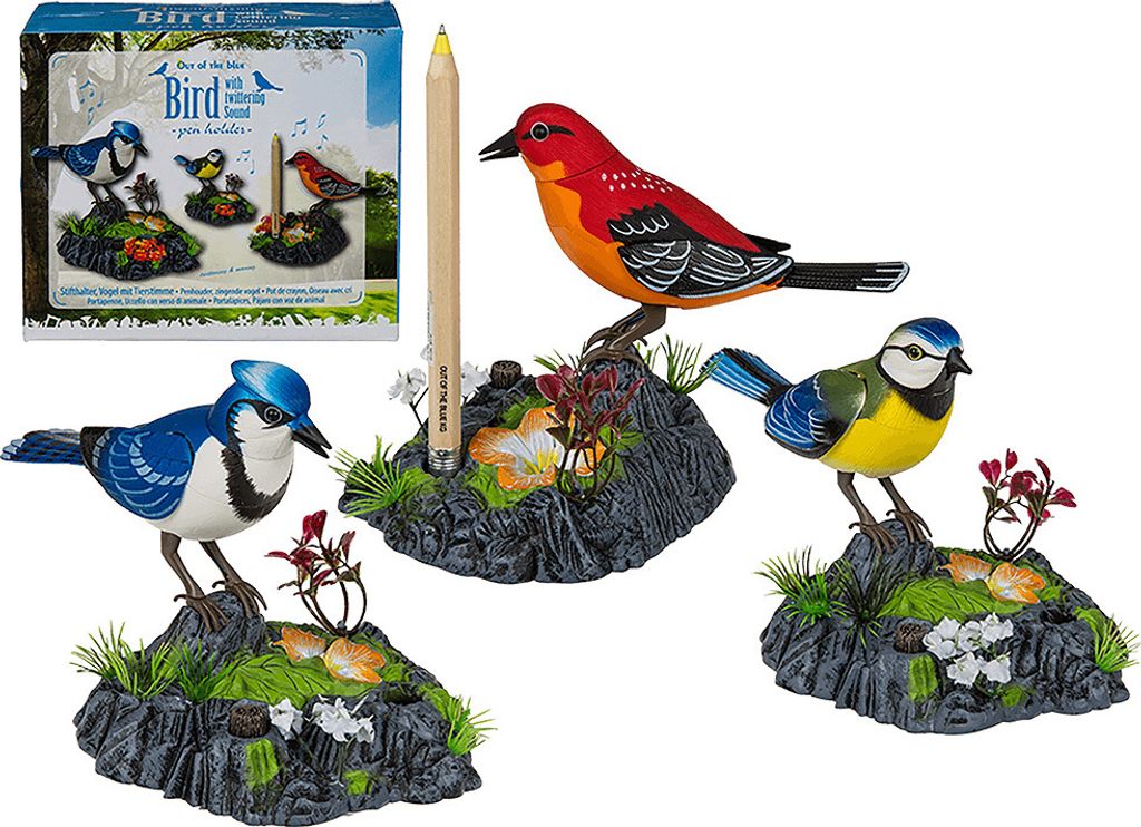 Stifthalter, Vogel mit Tierstimme