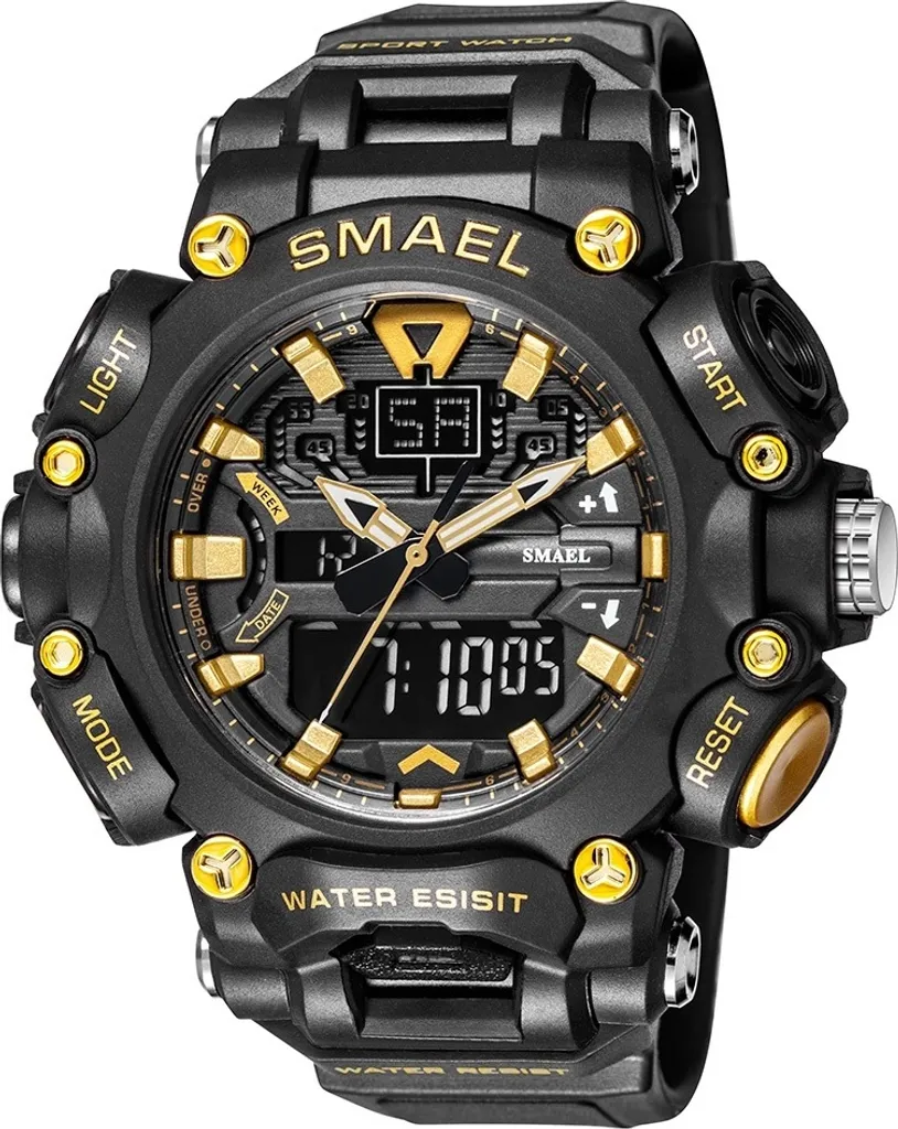 Montre SMAEL Zain KP14077 - Étanche et Résistante Noir et Or pour Lui