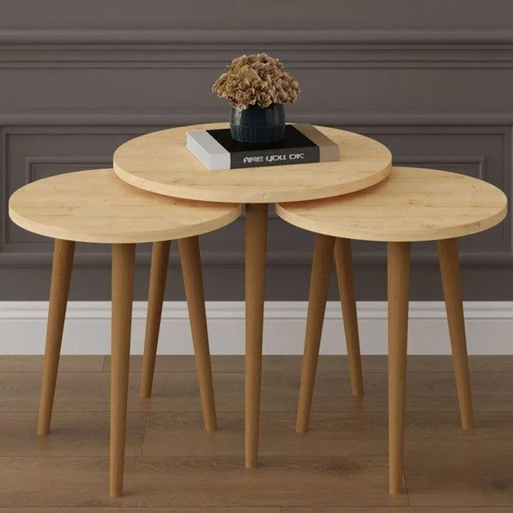 Set de 3 tables d'appoint Zigon en érable pour optimiser votre salon