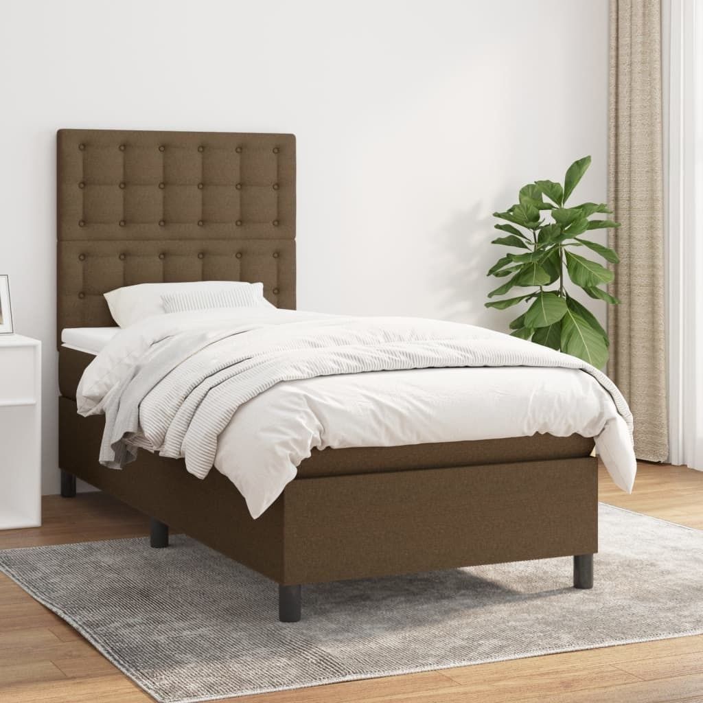 Design New Bettrahmen inkl. Lattenrost - Boxspringbett mit Matratze Dunkelbraun 90x200 cm Stoff - Klassische Betten Möbel2025 CHY8454736 4parcel