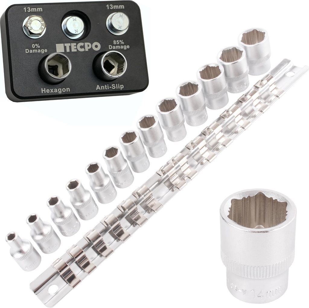 Anti-Rutsch- Steckschlüssel Satz 1/4" 13-tlg.