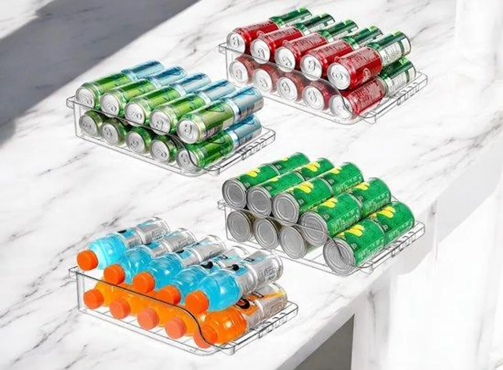 Rangement frigo extensible canette de soda et bière en plastique lot 4