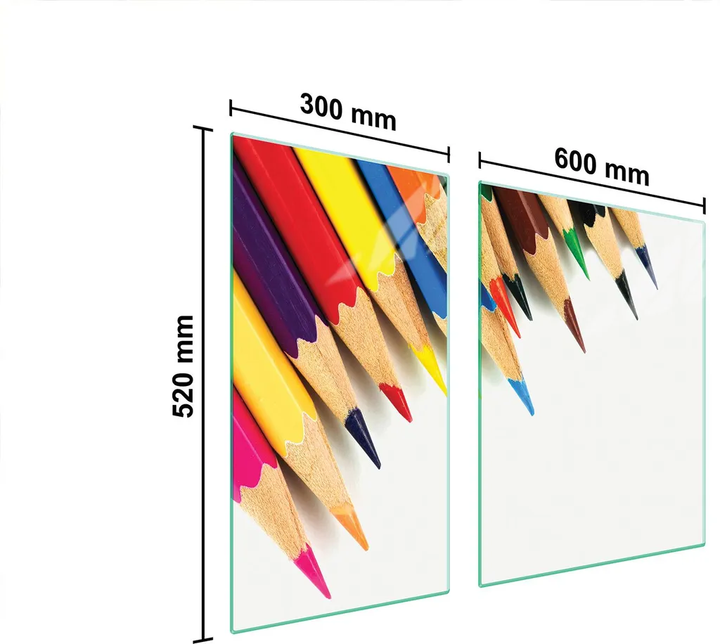 Copri Fornelli in Vetro 90x52 Matite Colorate - Protezione Ceramica 2pz