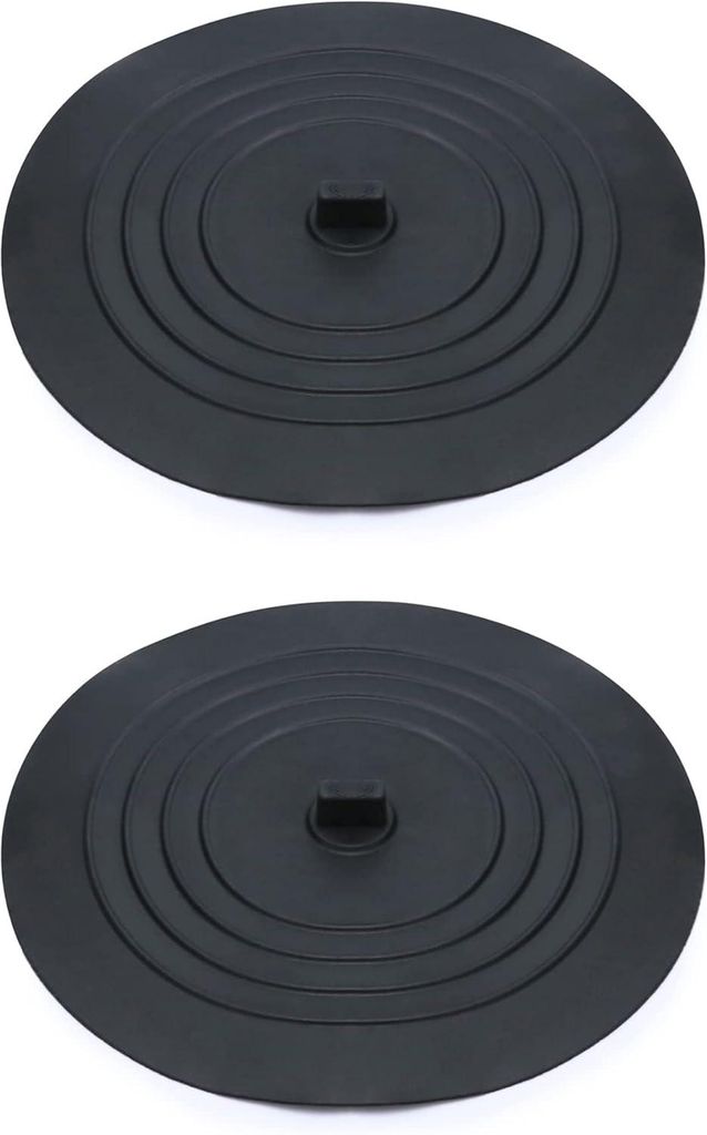 Set mit 2 Silikon-Abflussstopfen, Spülbecken- und Badewannenstopfen, 15 cm, für Küchenspüle und Badewanne, Schwarz
