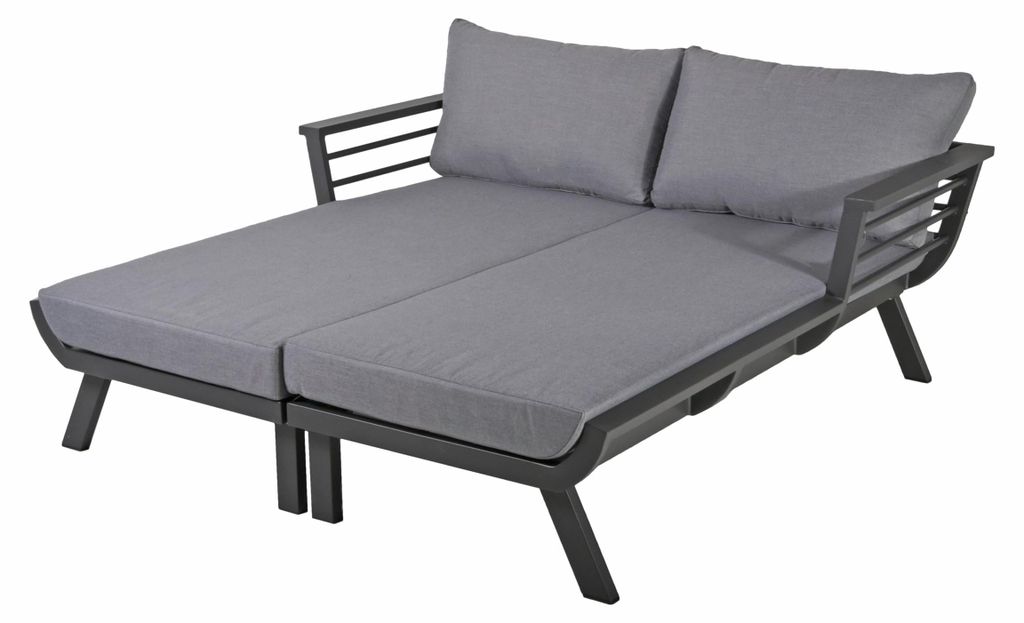 Doppel-Sonnenliege MARA Grau Aluminium | Doppelliege Produktbild 