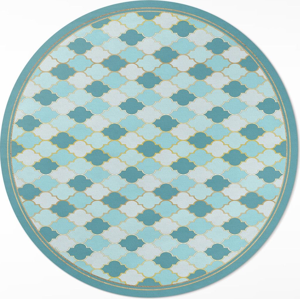 Blaues Mosaik dekorative Fliesen – Vinyl Fußmatte – Ø 80cm – Rutschfest – Pflegeleicht & Langlebig