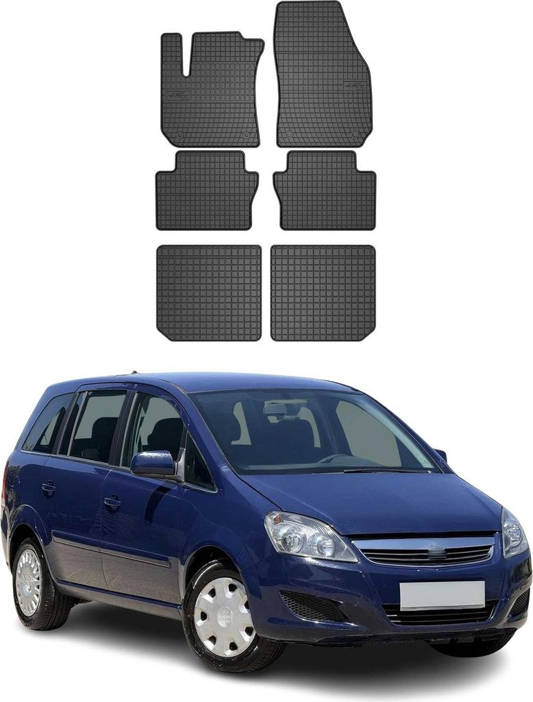 OMAC Gummi Fußmatten für Opel Zafira B 2005-2015 Automatten Gummi Schwarz 6tlg