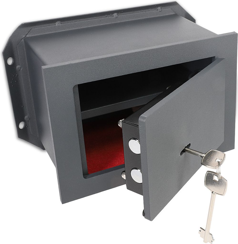 Navaris Wandtresor aus Stahl mit Schlüsselschloss - Wand Safe Tresor inkl. 2 Schlüssel - Wandeinbau - 30 x 21 x 16,5 cm - Mauertresor Stahltresor