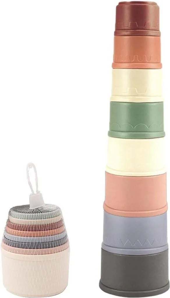 Gobelets empilables Lapins multicolores en plastique sans danger