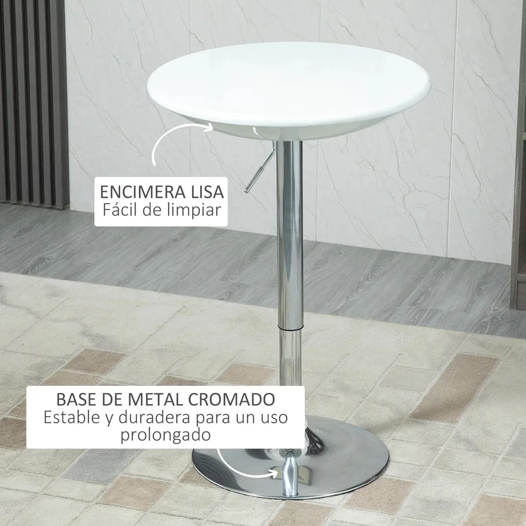 Table haute gain de place réglable - Table de bar en bois blanche
