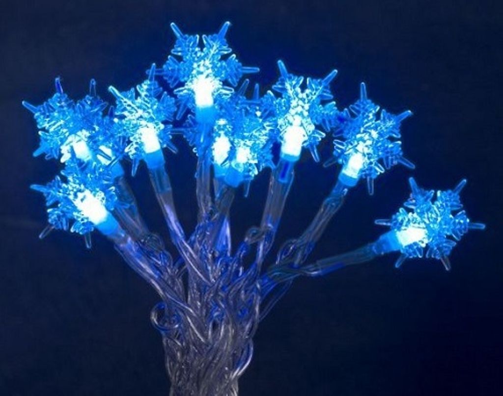 LED Lichterkette 20er Schneeflocke blau Batteriebetrieb 1261-403