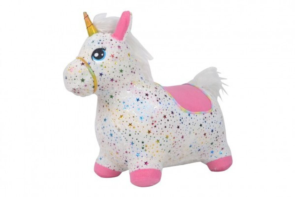 Teddies - Teddies - Einhorn Plüsch weiß mit Sternen oben. sattel 23cm auf Fledermaus. 35x22cm 12m+