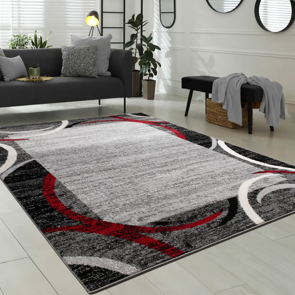 Tapis de séjour robuste et facile d'entretien 120x170 cm gris noir