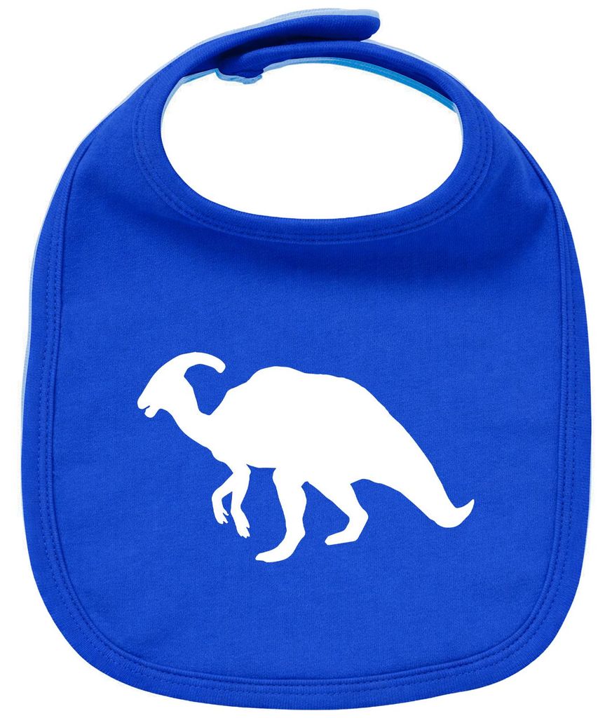 Huuraa Baby Lätzchen Parasaurolophus Dinosaurier Royal Blue Klettverschluss Baumwolle Latz Geschenkidee