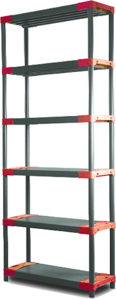 Kunststoffregal BIG GREY BEAR | Extra-Tall | HxBxT 220x80x46cm | Fachlast 160kg | Grau-Rot