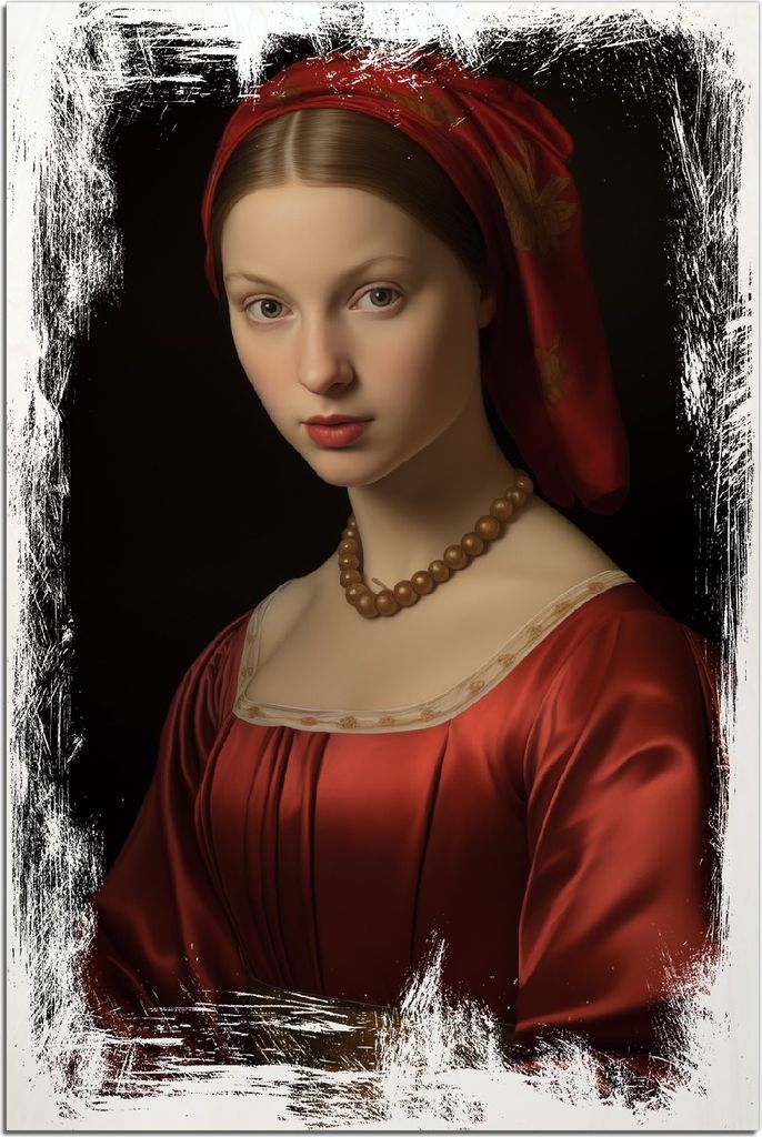 Kunstdrucke Wandbilder Holz in : Brillante Farben, Größe 60 x 90 cm Motiv Dame in Rot